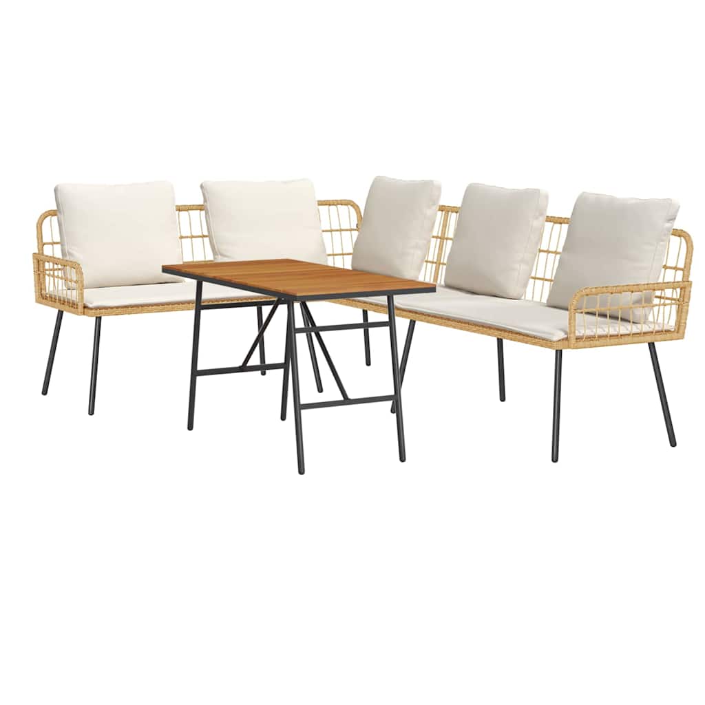 2-teiliges Garten-Sofa-Set mit Kissen aus natürlichem Poly-Rattan